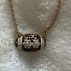J. Crew Gold and Brown Football Pendant Necklace